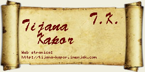 Tijana Kapor vizit kartica